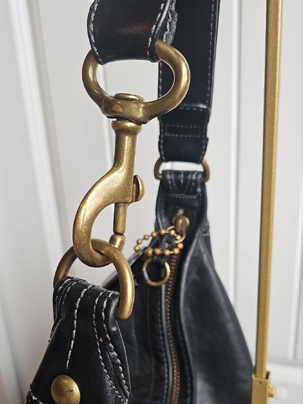 Coach XL Bleecker Black Burnished Leather Felicia Hobo Bag 11424 Tattersall EUC - Picture 8 of 14